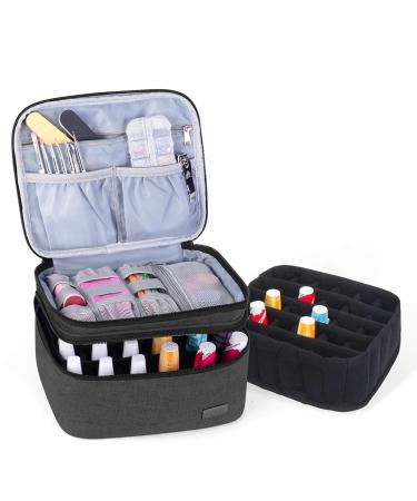 LUXJA Nail Polish Carrying Case - Holds 20 Bottles (15ml - 0.5 fl.oz), Portable Organizer Bag for Nail Polish and Manicure Set, Black