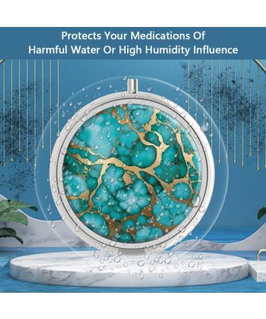 Portable Pill Dose Organizer - 3 Compartment Decorative Metal Pill Box | Unique Emerald Green Marble Gift for Vitamins & Medicine - Buy Online on GoSupps.com