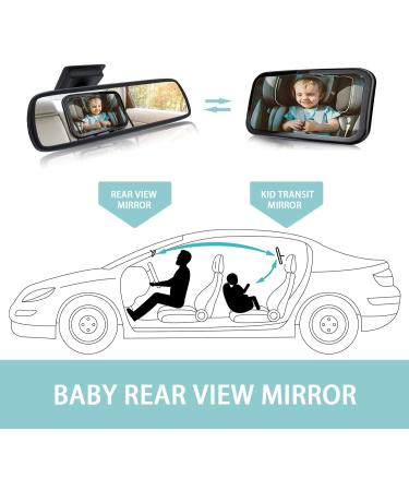 Goldmiky 360 Baby Car Mirror - Adjustable Rear View Mirror for Child Seats | Large Vision & Safety for Backseat Travel - Buy Online on GoSupps.com