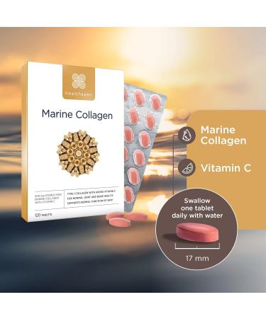 Healthspan Marine Collagen 500mg (120 Tablets) - Type I Marine Collagen with Vitamin C for Skin, Bones & Joints Support - Buy Online on GoSupps.com