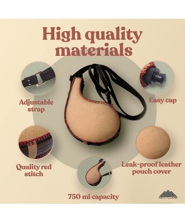 NextClimb 750ml Spanish Wine Skin Bota Bag | Premium Leather Canteen with BPA-Free Liner | Leak-Proof & Adjustable Strap | Authentic Spanish Style - Buy Online on GoSupps.com