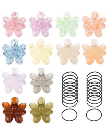 12 Pieces Flower Claw Clips  Wetexchi Large Hair Jaw Clips for Women Girls Thick Hair 12 Colors Clear Big Hair Claw Clips Non Slip Strong Hold Hair Catch Clamps Barrettes Headwear Accessories for Thin Hair