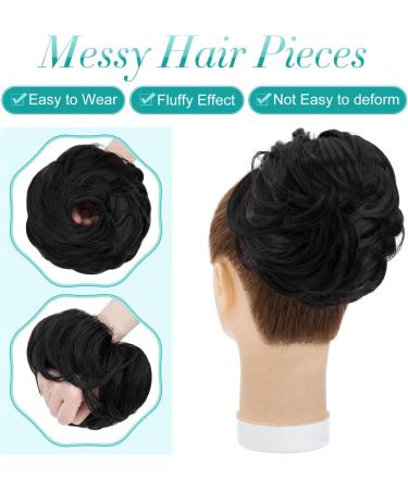 S-Noilite Curly Messy Bun Hair Scrunchie for Women, Natural Black 2 - Synthetic Chignon Ponytail Extension - Buy Online on GoSupps.com