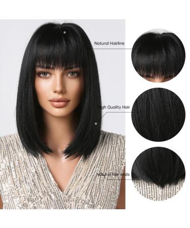 Oufei Black Bob Wig with Ponytail | Synthetic Hair Wigs for Women | Perfect for Cosplay & Daily Use (1052-1) - Buy Online on GoSupps.com