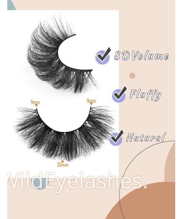 Goddenus 8D 20mm C Curl Mink Lashes - 10 Pairs of Wispy, Fluffy and Natural Looking Reusable Fake Eyelashes - Buy Online on GoSupps.com