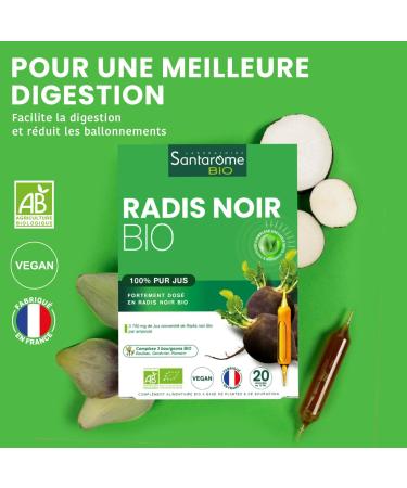 Santarome Bio - Organic Black Radish | Food Supplement Liver and Digestion | Bloating Hard Digestion - Organic Plants - Blac - Buy Online on GoSupps.com