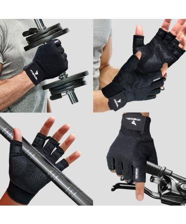 ATERCEL Workout Gloves for Men and Women - Breathable Weight Lifting Gloves for Gym, Training, and Cycling - Snug Fit, Black Medium - Buy Online on GoSupps.com