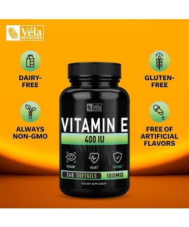 Vitamin E Softgels (400 IU) 240ct - Immune Health & Antioxidant Support - 240 Day Supply - Buy Online on GoSupps.com