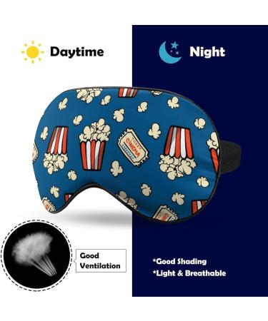 Popcorn and Movie Tickets Sleep Mask - Adjustable Strap Blindfold for Men & Women - Blocks Light for Night Travel Nap - Buy Online on GoSupps.com