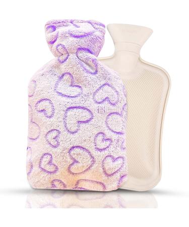 Heat bottle with cover heat bottle made of soft fur outlet -proof hot water bottle 1L removable and washable keeps your hands and feet warm relieves pain suitable for children and adults (C)
