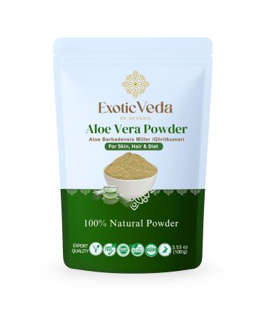 Exotic Veda Aloe Vera Powder 100g | Pure & Natural | for Skin Hair & Wellness | Non-GMO Vegan Gluten-Free | DIY Face Packs Hair Masks & Smoothies