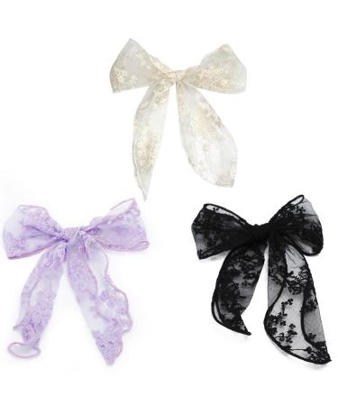 Lace Bow Hair Clips Cute Hair Ties Hair Accessories Elegant Flower Hair Bow Barrette Hair Accessories Handmade Hair Decor