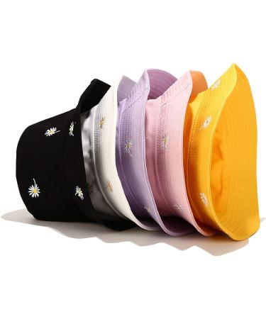 Umeepar Reversible Embroidered Bucket Hat | Packable Foldable Sun Hat for Women Men - Daisy White/Plain White - Buy Online on GoSupps.com