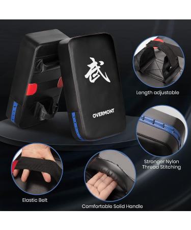 Overmont Taekwondo Kick Pads - PU Leather Boxing Karate Pad for Muay Thai MMA Martial Arts - Punch Mitts and Kicking Shield Training - Black - Buy Online on GoSupps.com