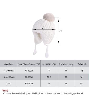 LANGZHEN Toddler Winter Hat Earflap Knit Cap Fleece Lined Beanie - White (6-12 Months) - Buy Online on GoSupps.com