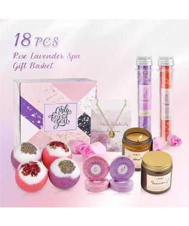 18PCS Women Spa Gift Basket - Birthday, Get Well, Self Care - Rose Lavender Bath Set - Buy Online on GoSupps.com