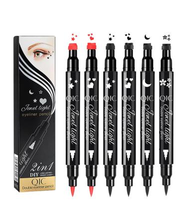Pen Eye Liner Stencil | Black Eye Liner Liquid Pencil Eye Liners - Double-Headed Eye Liner Pen Long-Lasting Liquid Liner with Eye Makeup Stencil Cat Eye Winged Eye Liner