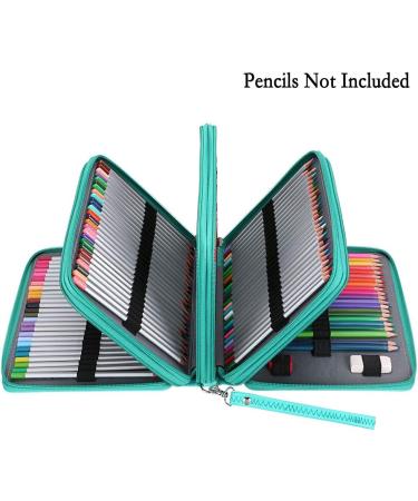 BTSKY 200 Slots Colored Pencil Organizer - Deluxe PU Leather Pencil Case Holder With Removal Handle Strap Pencil Box Large for Colored Pencils Watercolor Pencils (Green) - Buy Online on GoSupps.com