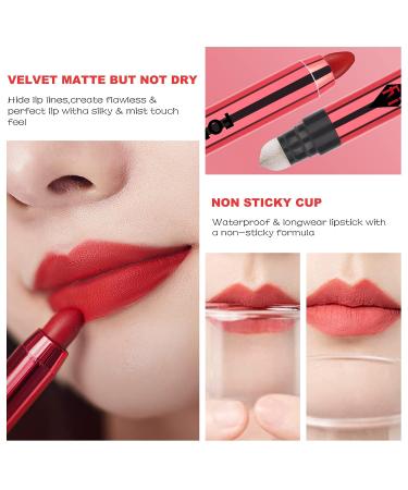 Velvet Matte 2 in 1 Lipstick Stick with Brush - Long Lasting & Waterproof Korean Lip Makeup Pen - Gift for Women - Shade 06 - Buy Online on GoSupps.com