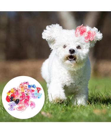 POPETPOP 50pcs Dog Bows with Rubber Bands-Pet Cat Dog Hair Bows Multicolor Rhinestone Beads Flowers Topknot Puppy Bows(Mixed Color) - Buy Online on GoSupps.com