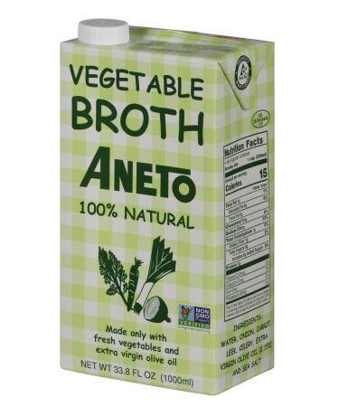 Aneto 100% Natural Vegetable Broth | 34 fluid ounce - 1 Pack | Made in Spain | Whole Ingredients | Gluten Free |