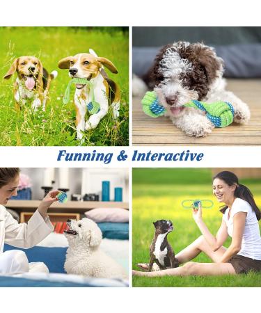 Etaccu Dog Toys Set 8 Indestructible Cotton Rope Toys for Small Dogs | Interactive Puppy Toys (Green) - Buy Online on GoSupps.com