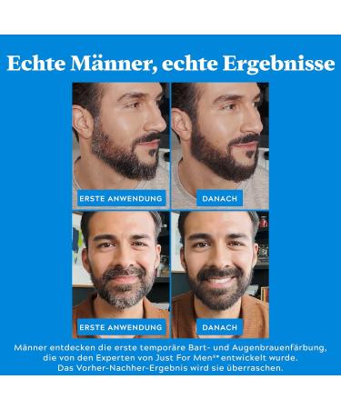 Just for Men 1-Day Beard & Eyebrow Color | Medium Brown | Temporary Hair Dye for Men | Up to 30 Applications | Defined Look - Buy Online on GoSupps.com
