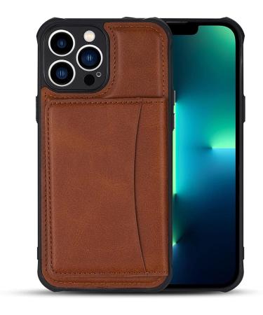BRART Wallet Case for iPhone 13 Pro Max/13 Pro/13 with Credit Card Holder Premium Leather Magnetic Clasp Kickstand Shockproof Back Cover (Color : Brown Size : 13 6.1") 13 6.1" Brown