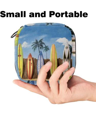 Colorful Beach-Themed Menstruation Pad Bag with Zipper for Women & Girls - Stylish Tampon & Napkin Storage - Buy Online on GoSupps.com