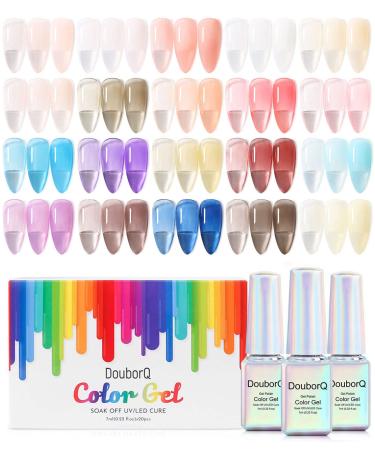 Douborq gel nail polish 20 colors transparent crystal blue pink red pink clear green yellow purple spring summer gel nail polish for at home salon gift (sea) blue pink