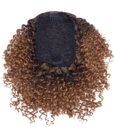 Short Afro Curly Ponytail Hair Extensions Piece for African American Black Women Ponytail Extension Afro Drawstring Curly Ponytail for Women Black mix Coffee Brown - Buy Online on GoSupps.com
