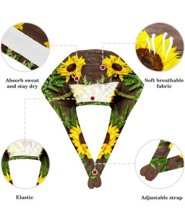 Nurse Scrub Caps - Sunflowers White Wooden Working Cap with Button and Bow Hair Scrunchie - Buy Online on GoSupps.com