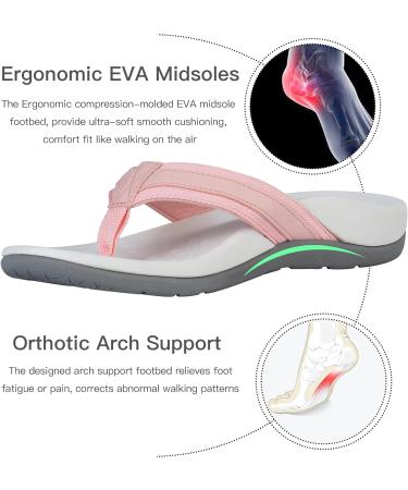 Women's Orthotic Flip Flops for Plantar Fasciitis Relief - Pink, Size 6.5 - Buy Online on GoSupps.com