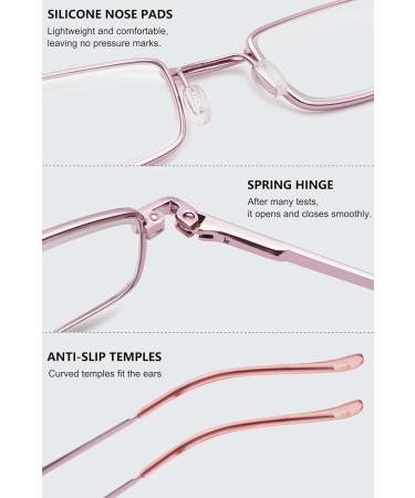 Magimodac Anti Blue Light Reading Glasses for Men & Women - Metal Prescription Glasses with 2.0 Diopter Pink Lens - Narrow Frame with Blue Light Filter - Buy Online on GoSupps.com