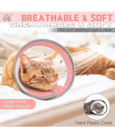 Supet Breathable Adjustable Cat Cone Collar - Water Resistant & Soft Recovery E-Collar for Cats - Pink (Neck Girth 14-24CM) - Buy Online on GoSupps.com