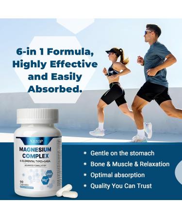 Sixfold Magnesium Complex | 470mg of Magnesium Glycinate Malate Citrate Taurine Oxide L-threonate for Muscles Nerves & Energy GABA Sleep Calming Support | High Absorption | 90 Capsules 1bottle - Buy Online on GoSupps.com