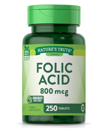 Nature's Truth Folic Acid 800 mcg Tablets - 250 Tablets