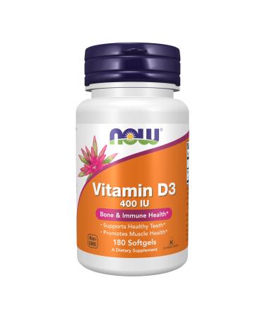NOW Vitamin D-3 400IU 180 Softgels (Pack of 3) 180 Count (Pack of 3)