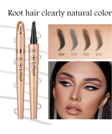 Eyebrow Pencil with 4 Micro-Fork Tips Long-Lasting and Smudge-Proof Eyebrow Pencil for Natural and Defined Brows (Light Brown) - Buy Online on GoSupps.com