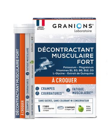 GRANIONS Heavy Chewable Muscle Relaxer | Quick Relief from Cramps Saches Tension and Muscle Fatigue | Potassium Magnesium Minerals | Vitamin B6 | Sugar Free Apple Flavor
