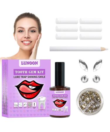 Tartar jewelry set tooth gemstone set tooth gem kit diy tooth gemstone kit tooth jewelry set tooth gemstone set with hardening light and glue purple set with silver tooth drill multicolored 4
