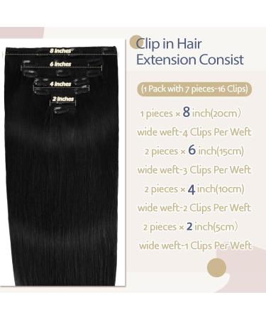 Vlasy 16 Inch Clip in Hair Extensions Human Hair T14/60+T14/60# - Seamless Natural Thick Weft Human Hair Extensions for Women - 7 Pieces (80g) - Buy Online on GoSupps.com