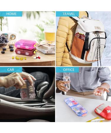 Travel Pill Organizer with Labels - Mini 7 Day Medication Holder | Cute Small Pocket Pharmacy for Vitamins & Fish Oil - Brown - Buy Online on GoSupps.com