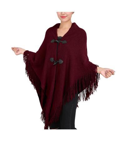 HANXIULIN ladies cotton scarf triangular scarf cashmere scarf vintage winter scarf button scarf ladies bib triangular scarf A red