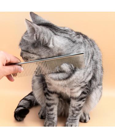 JdXun Pet Comb Set - 2 Stainless Steel Dog & Cat Brushes for Knot Removal | Rounded Teeth Pet Grooming Tools (19 x 3.3cm) - Buy Online on GoSupps.com