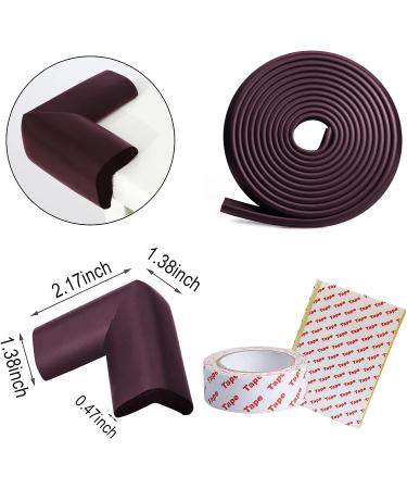 Corner Edge Safety Protector Set - 14ft Edge + 4 Corners, Reddish-Brown Soft Foam Strip, Baby Proofing Guards with 3M Adhesive for Table, Furniture, Sharp Edges Protection - Buy Online on GoSupps.com