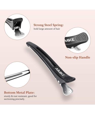 Aimike 6pcs Professional Hair Clips for Styling Sectioning - Non-Slip Duck Billed Clips for Salon and Home Hair Cutting - Black 10.9cm - Buy Online on GoSupps.com
