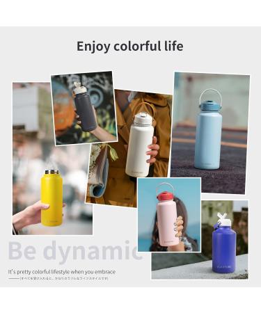 Blackube 1000ml Stainless Steel Drinking Bottle - BPA-Free Leak-Proof Thermos with Straw for Sports Fitness Camping & School - White - Buy Online on GoSupps.com