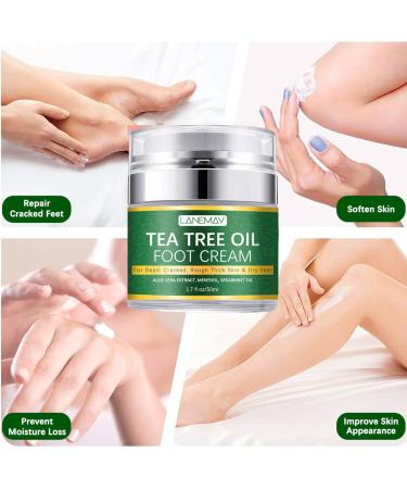 Tea Tree Oil Foot Cream Foot Balm for Cracked Dry Feet Athletes Foot Nail Fungus Hydrates and Moisturizes Callused Feet - Heel Cream All Natural Foot Cream Hand Cream - Helps Soothe Irritated Skin - Buy Online on GoSupps.com