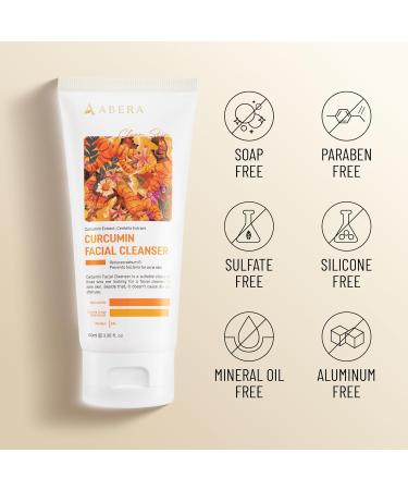 ABERA Turmeric Face Cleanser & Eye Roller Set Curcumin Facial Wash for Acne & Brightening + Cooling Eye Roller Serum for Dark Circles & Puffiness Relief - Buy Online on GoSupps.com